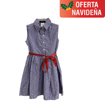 Vestido para niña con cuello camisero (Talla 6)